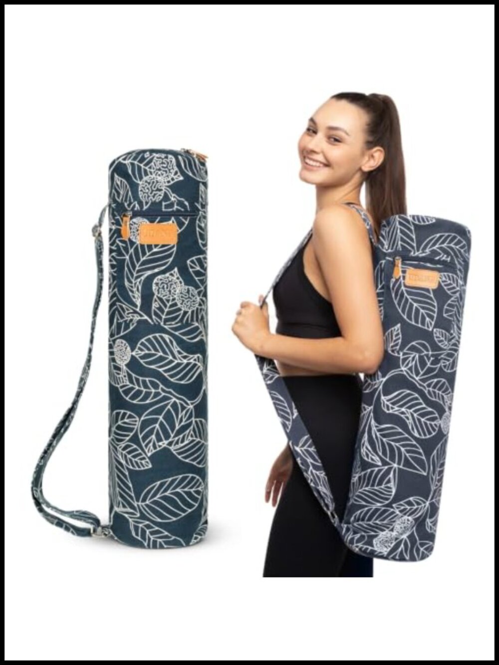 Canvas Yoga Mat Bag Full Zip Pockets Adjustable Strap Gym Pilates
